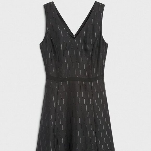Banana Republic Dresses & Skirts - NWT banana republic black glitter flared sleeveless black dress 6 petite 6P